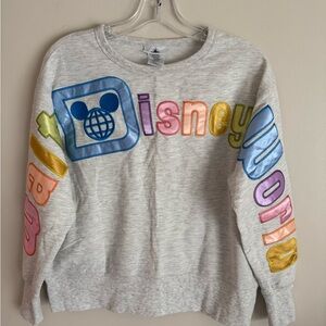 Disneyworld Stitched Pastel Satin Letter Crewneck Disney Parks Sweatshirt Small
